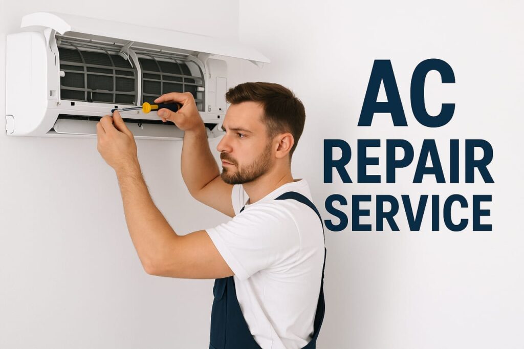 Ac Technician is Repairing AC