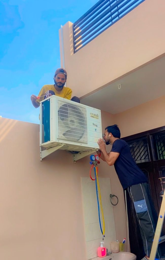 ac gas leakage tracing, ac gas leakage repair, ac gas charging, ac less cooling issue repair